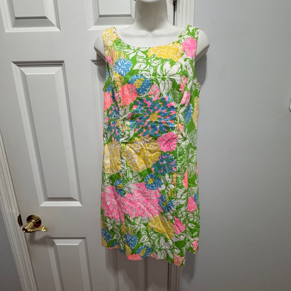 Lilly Pulitzer Floral Cathy hibiscus stroll print lace back Dobby Dress size 2 - Picture 3 of 7